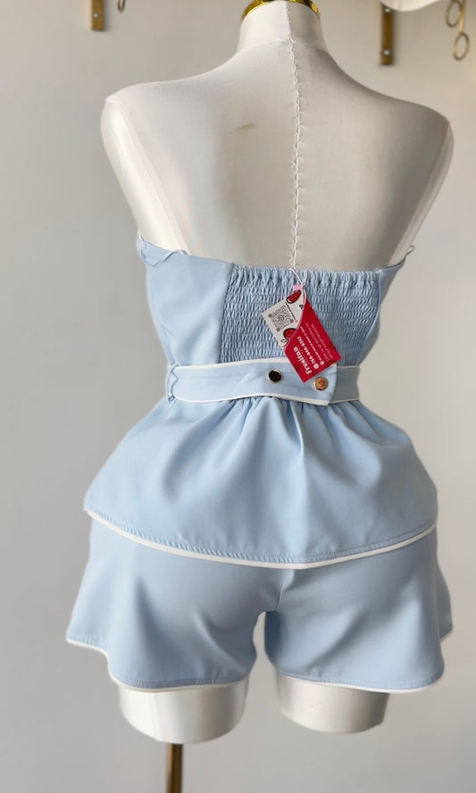Chic Strapless Belted Short Set