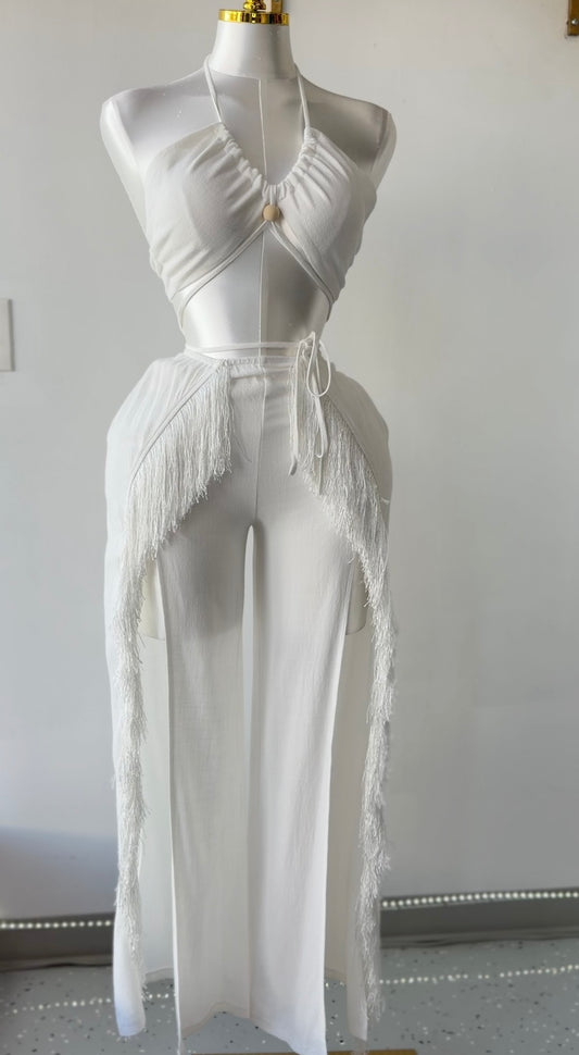 White Halter Two-Piece Set