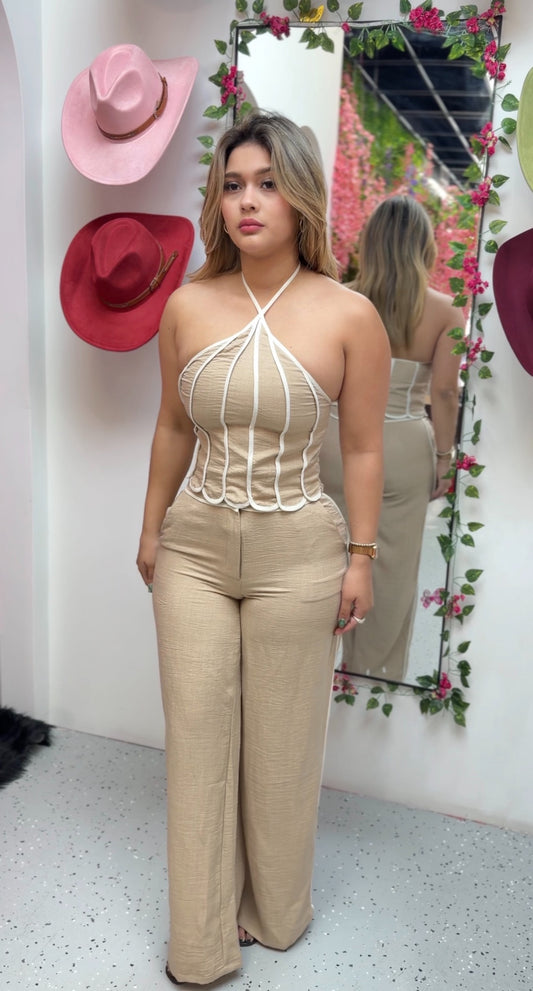 Elegant Halter Corset Pant Set