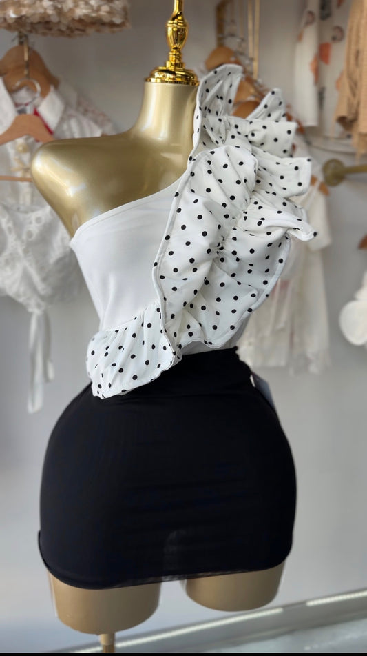 Elegant Polka Dot Ruffle Blouse