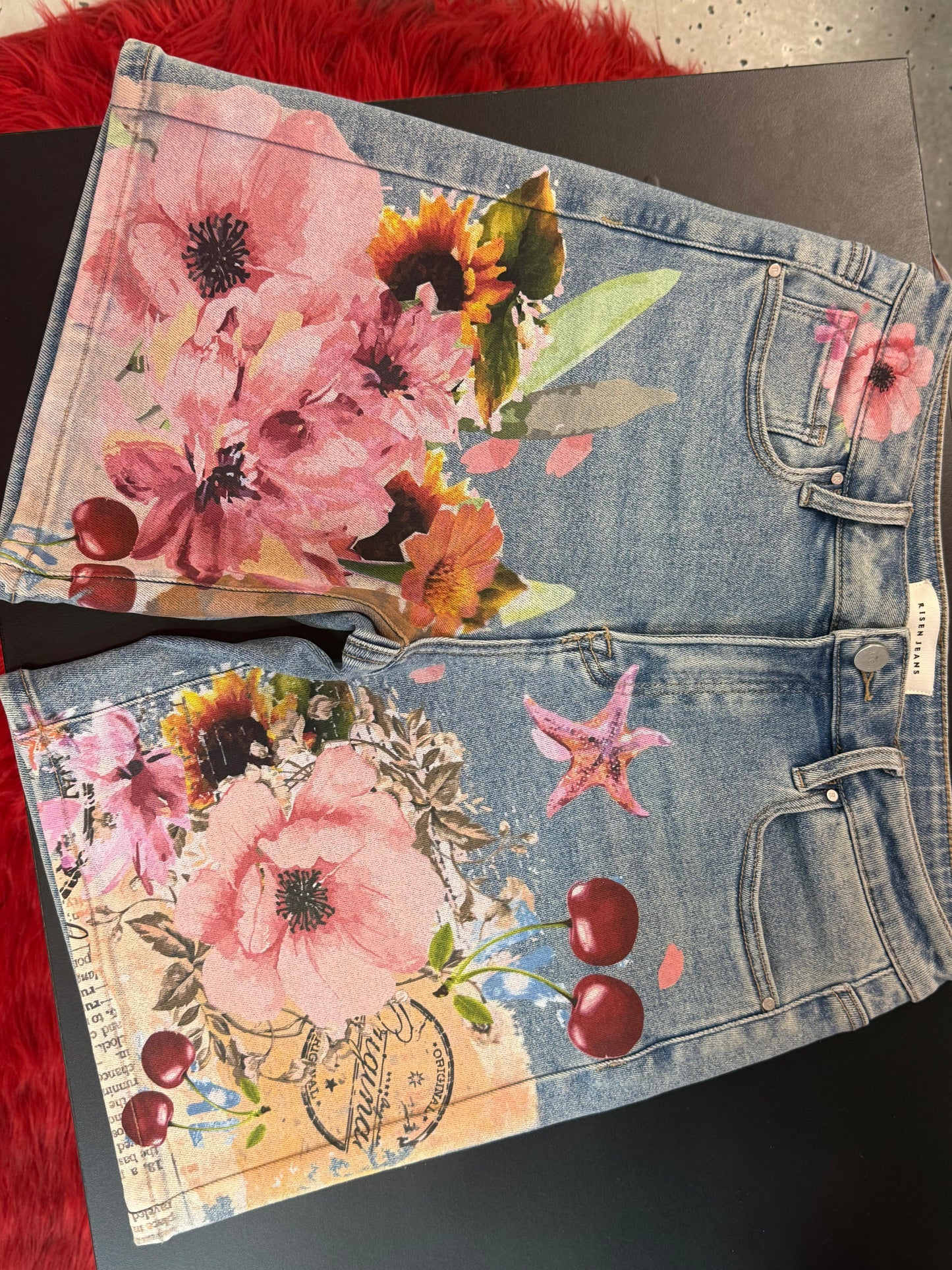 Floral Print Denim Bermuda Shorts ✨
