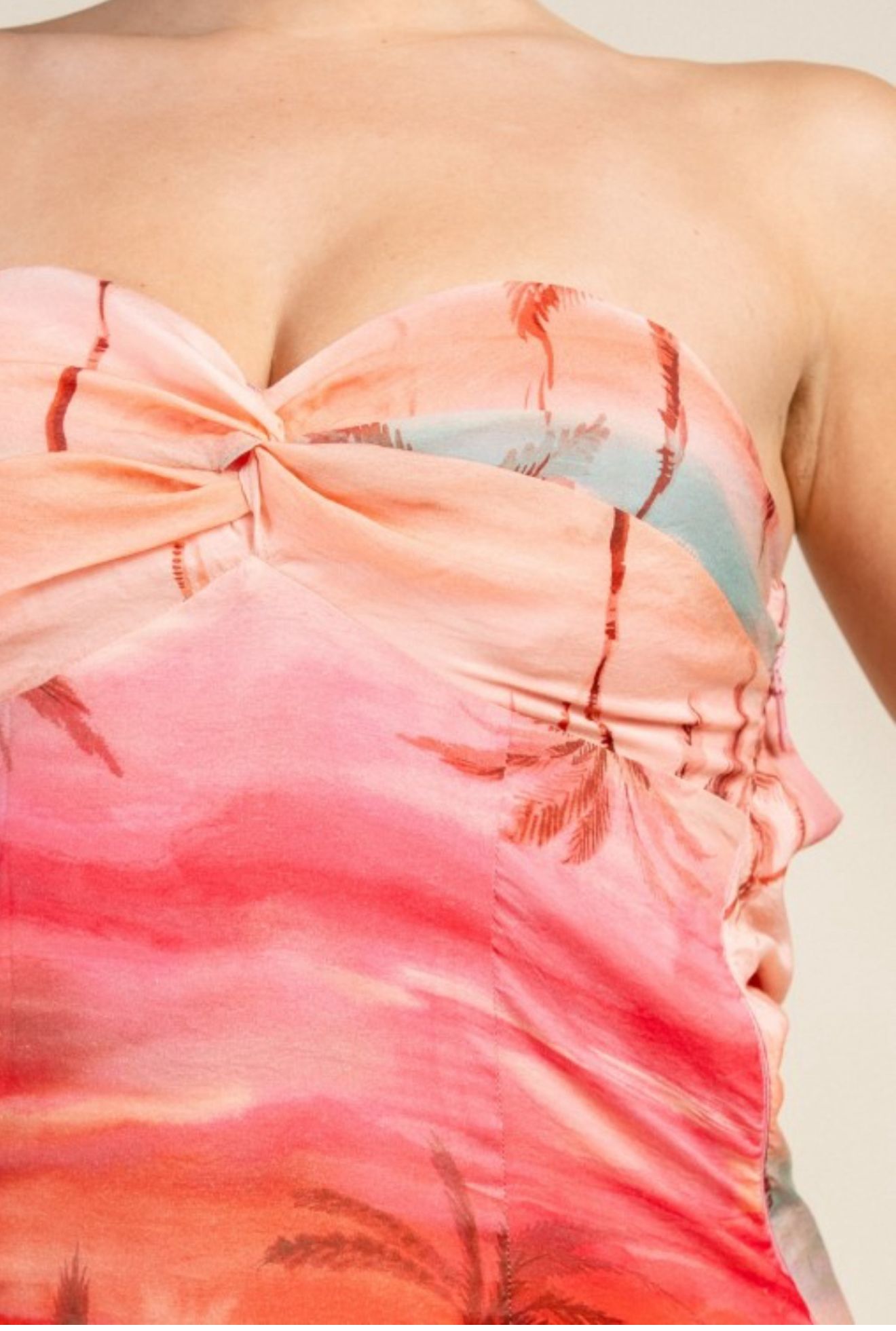 Sunset Print Strapless Midi Dress ✨