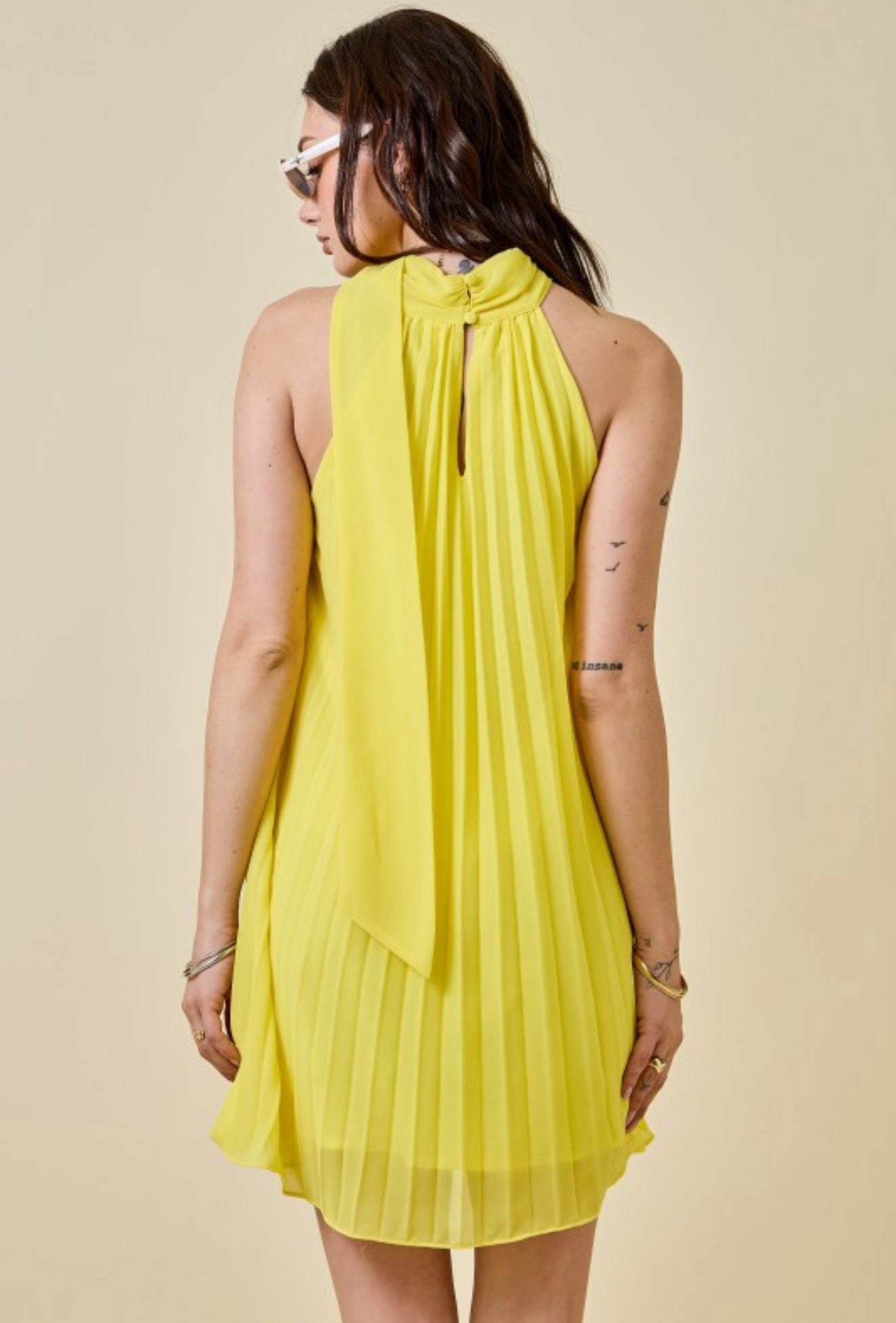 Yellow Halter Flowy Mini Dress ✨