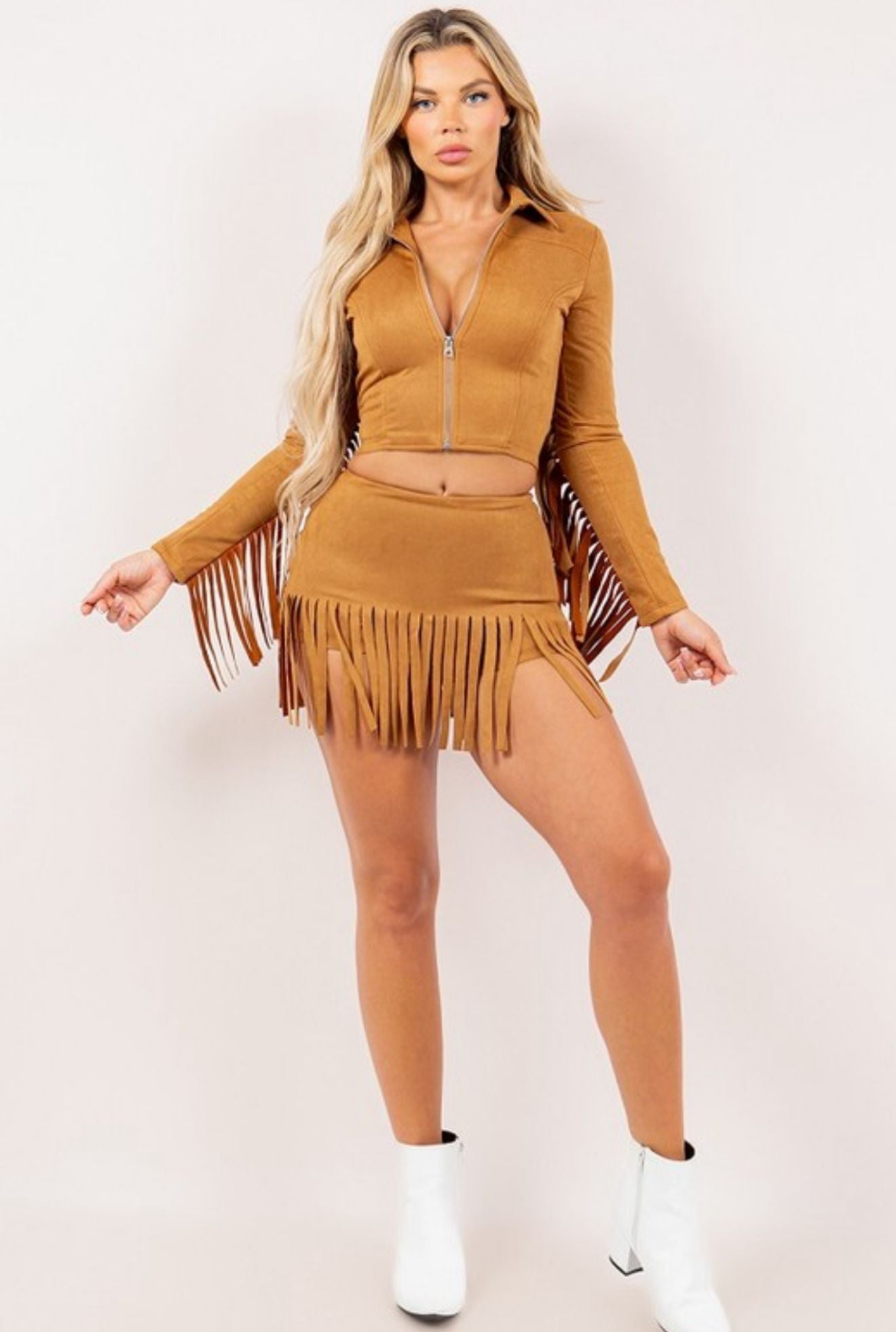 Brown Fringe Skirt Set ✨