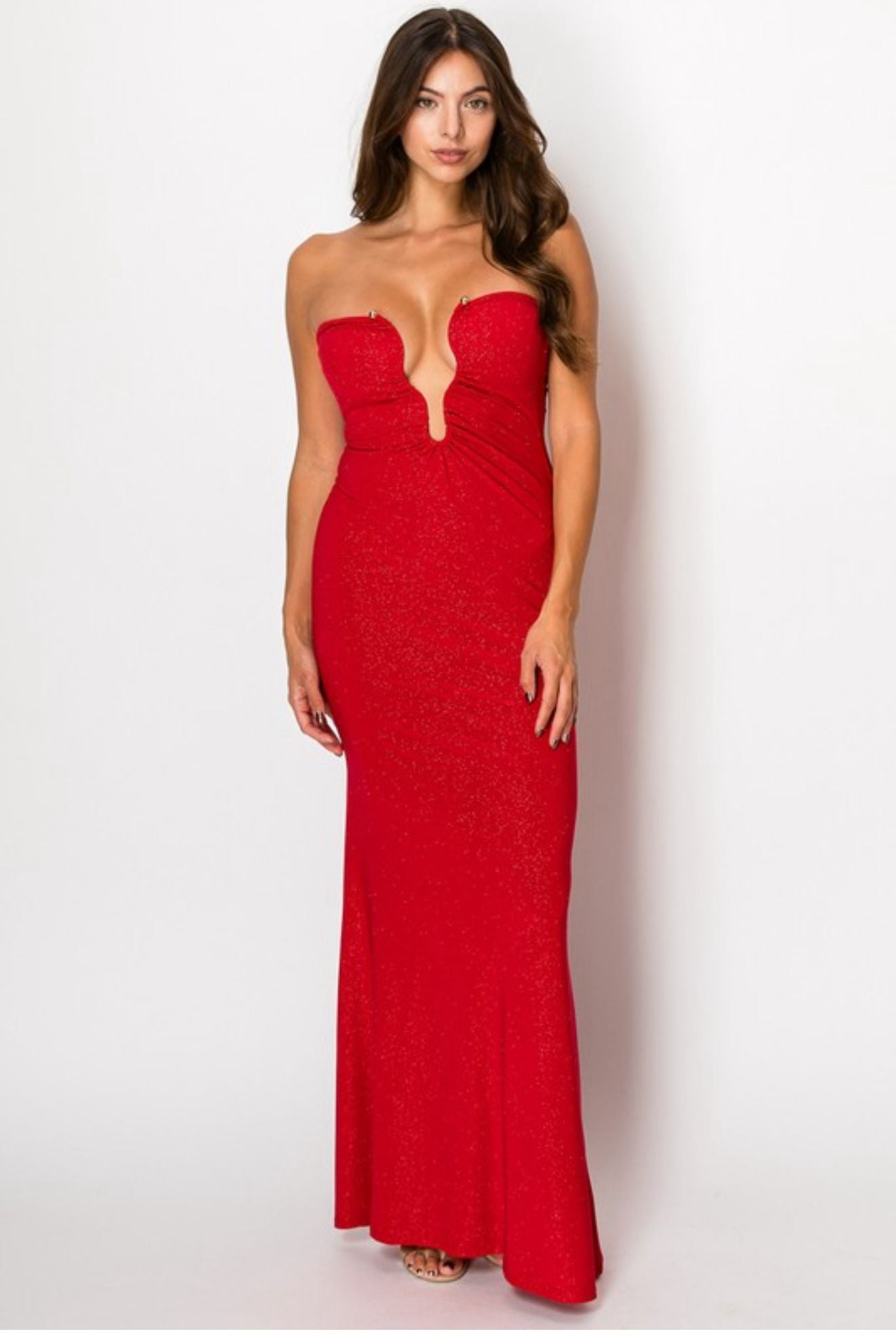 Red Strapless Bodycon Maxi Dress ✨