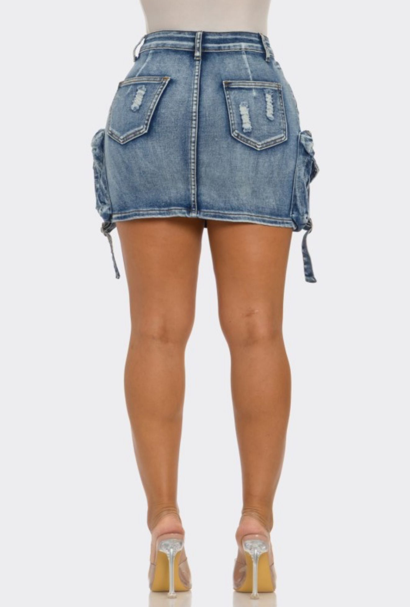 Denim Cargo Mini Skirt ✨