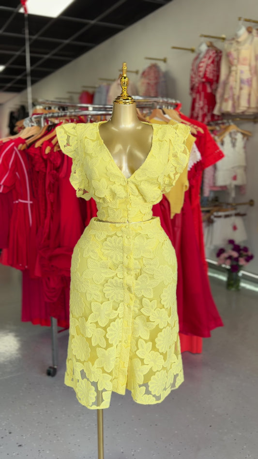 Yellow Lace Two-Piece Set