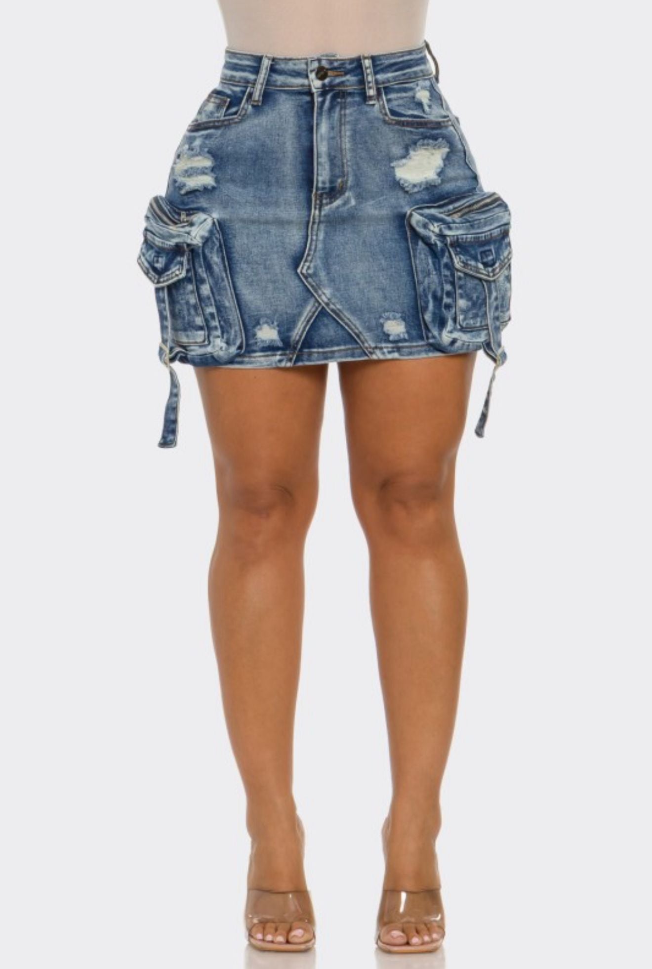 Denim Cargo Mini Skirt ✨
