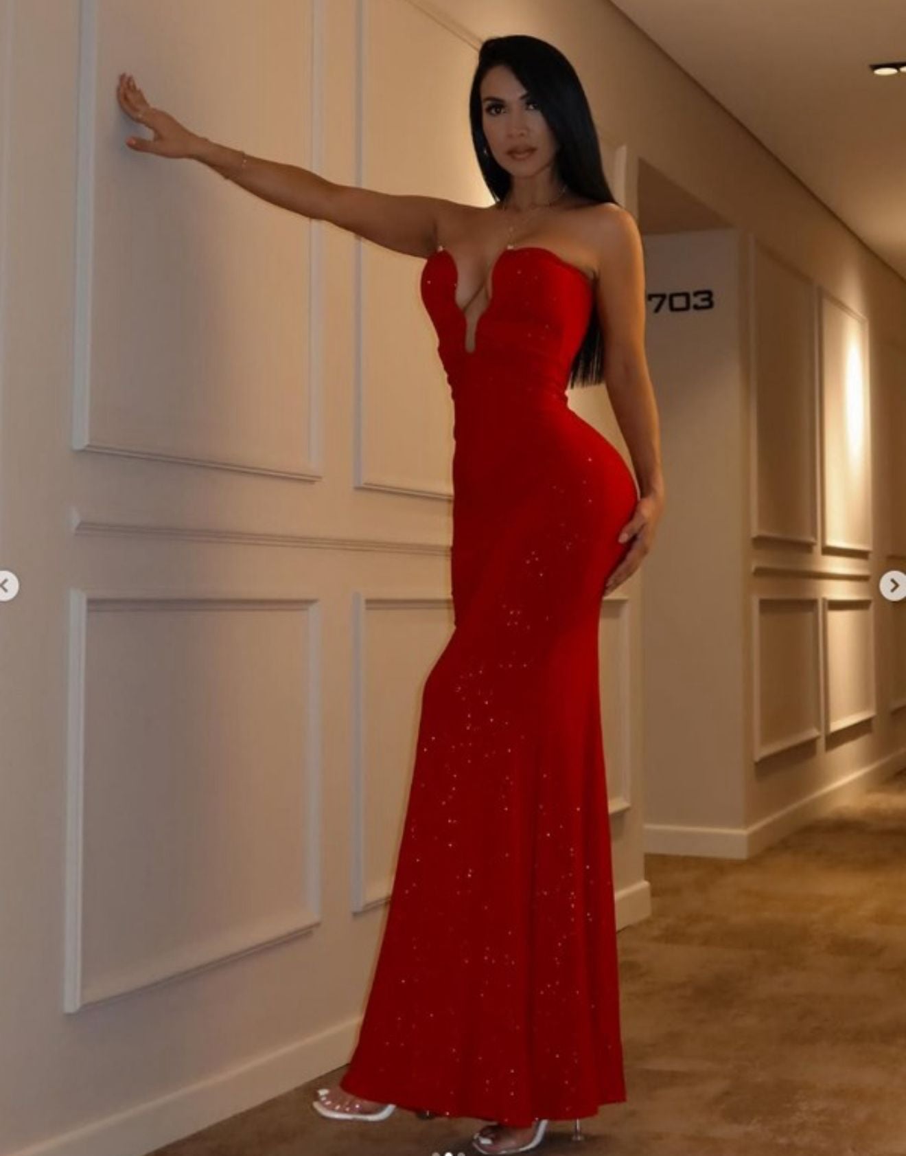 Red Strapless Bodycon Maxi Dress ✨